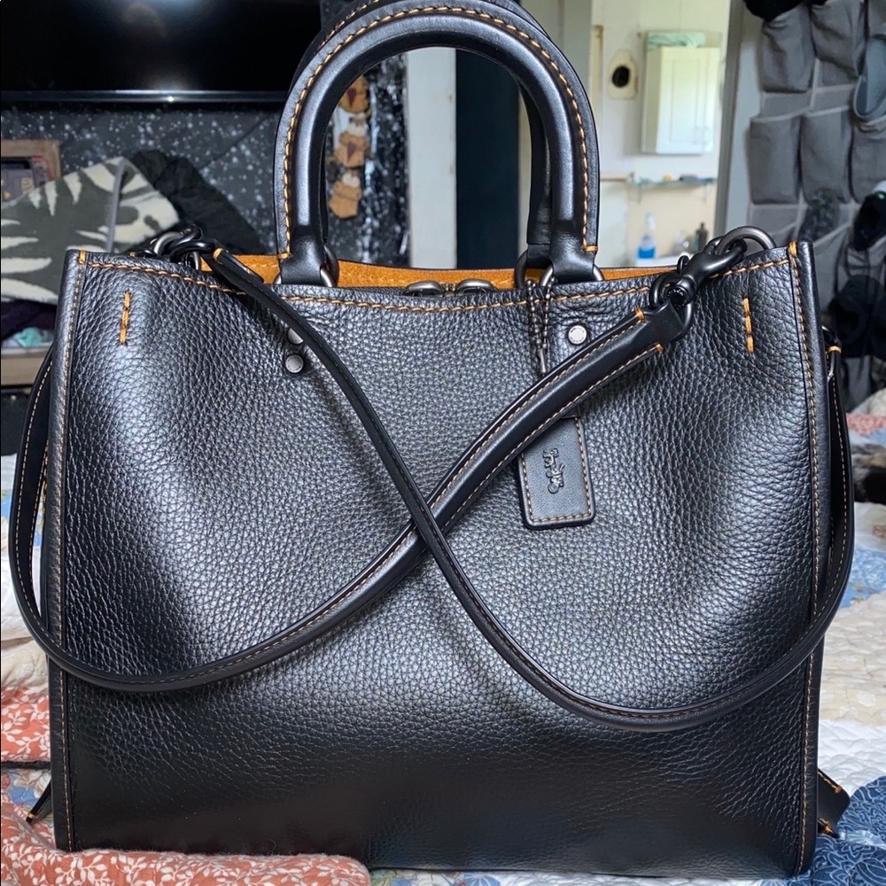 Coach Rogue 30 black pebbles leather